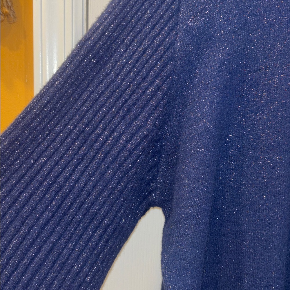 Nanette Lepore Midnight Blue Knit Top METALLIC THREADING THROUGHOUT
PUFF L/S - Picture 4 of 14